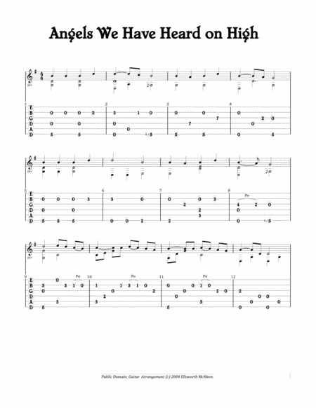 Angels We Have Heard on High (For Fingerstyle Guitar Tuned CGDGAD) (arr. Ellsworth McMeen)