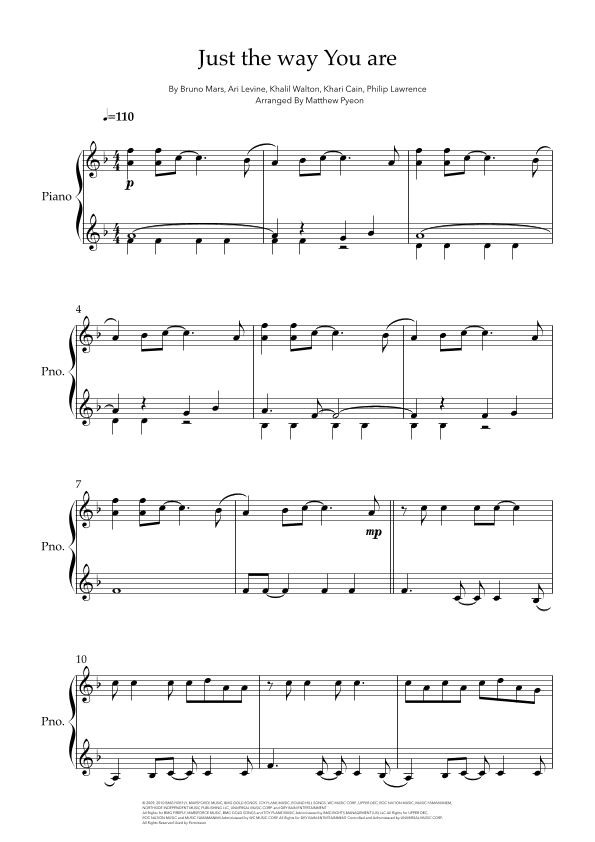 Just The Way You Are (arr. Matthew pyeon)