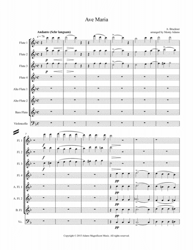 Ave Maria by A. Bruckner for Flute Choir (arr. Monty Adams)
