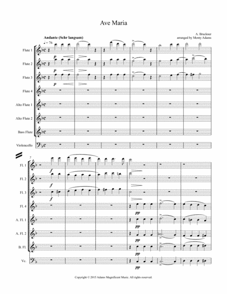 Ave Maria by A. Bruckner for Flute Choir (arr. Monty Adams)