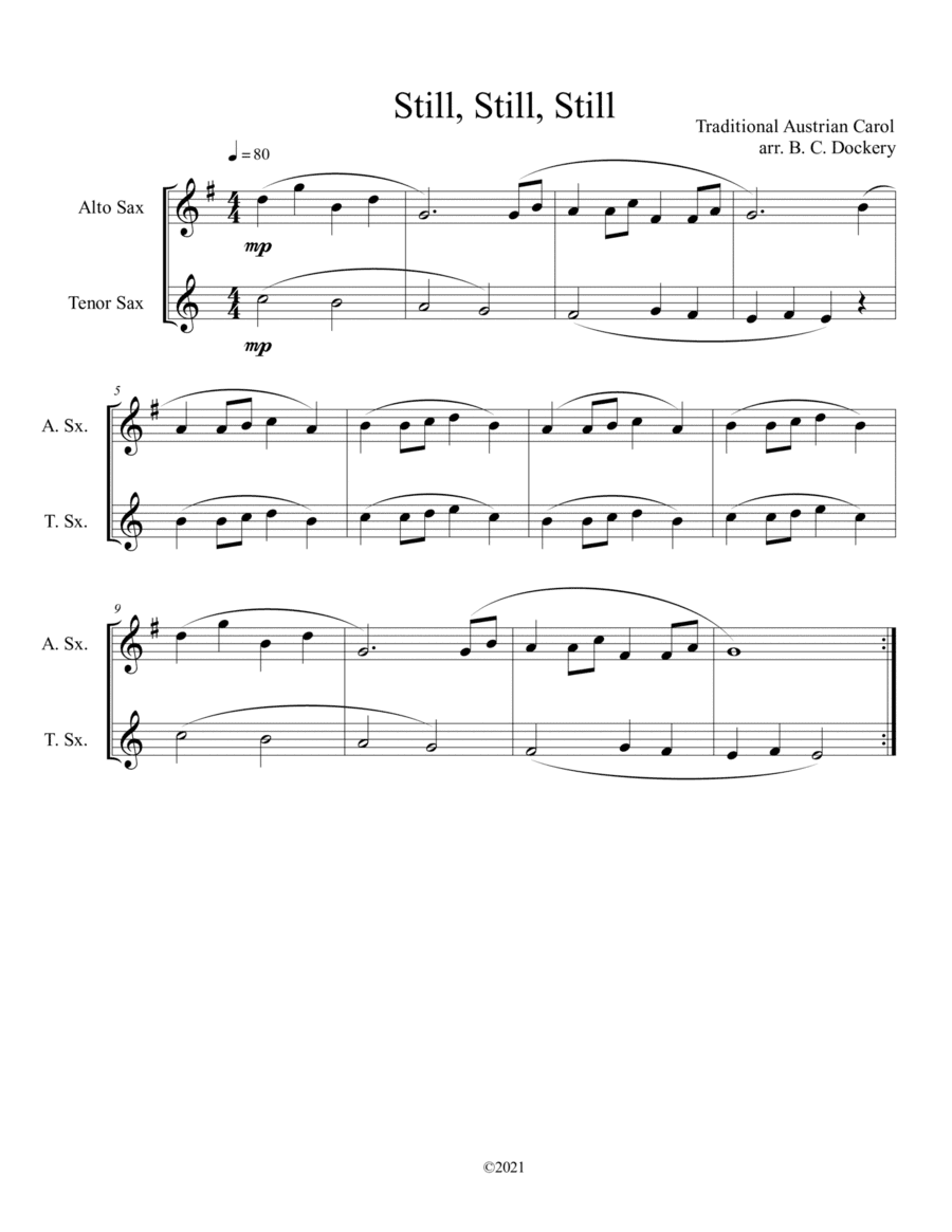 Still, Still, Still (Alto and Tenor Sax Duet) (arr. B. C. Dockery)