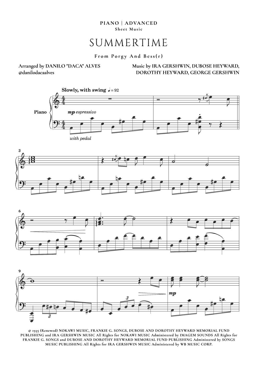 Summertime (arr. Danilo "Daca" Alves)