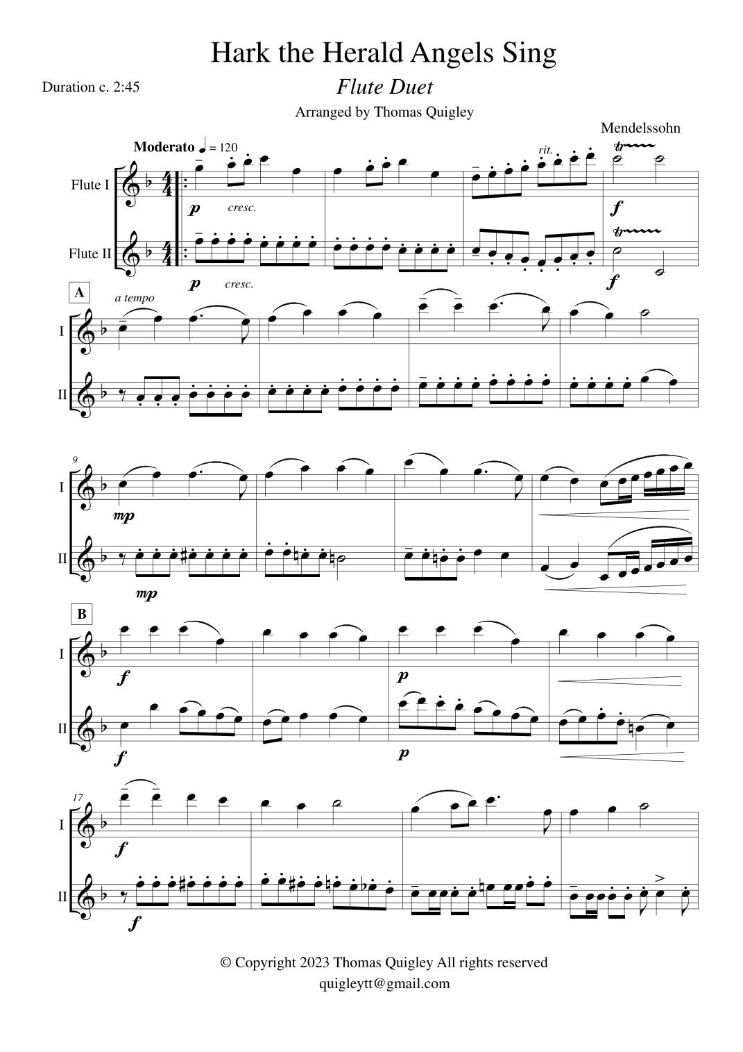 Hark The Herald Angels Sing (arr. Thomas Quigley)