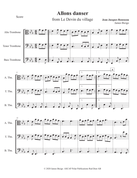 Allons dancer from Le Devin du Village (arr. James Bicigo)