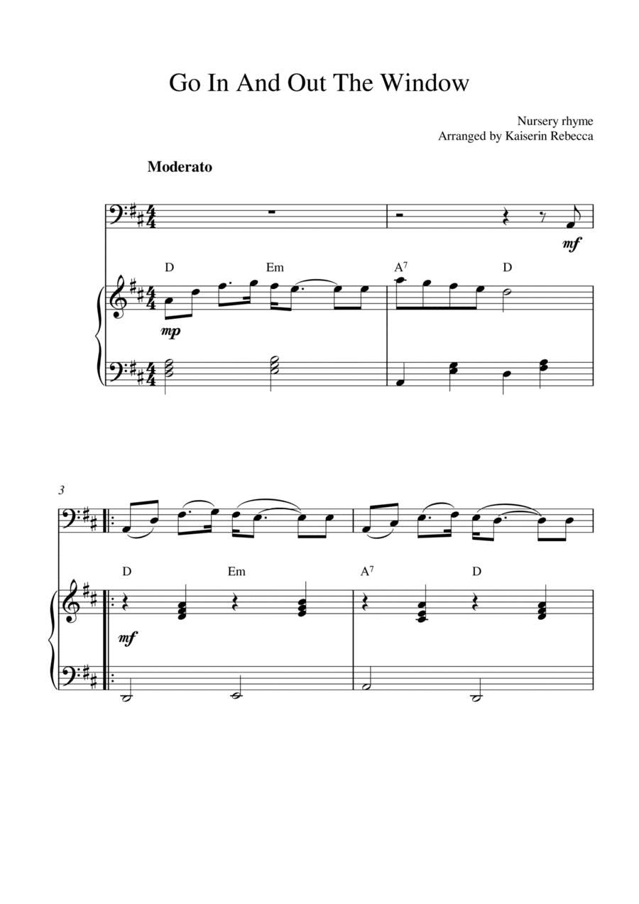 Go In And Out The Window (for cello solo and piano accompaniment) (arr. Kaiserin Rebecca)