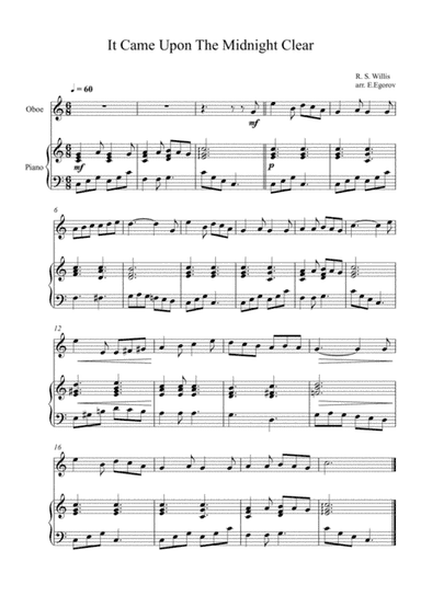 It Came Upon The Midnight Clear, Richard Storrs Willis, For Oboe & Piano