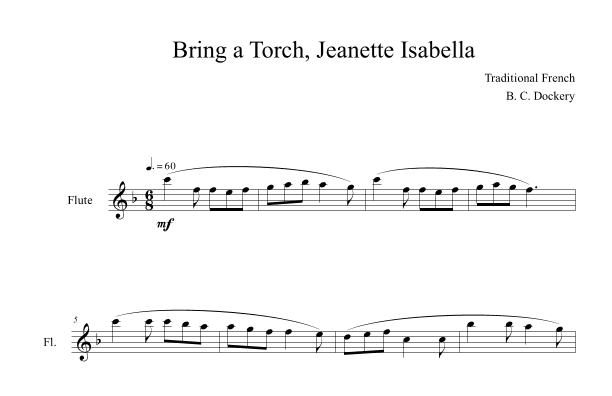 Bring a Torch, Jeanette Isabella (Flute Solo) (arr. B. C. Dockery)