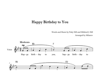 Happy Birthday to You |  Lead Sheet |  B-flat Major (arr. Milanov)
