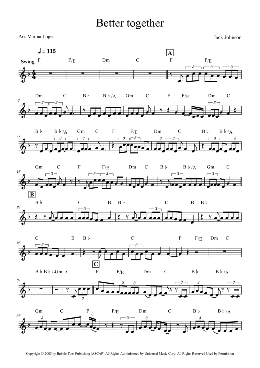 Better Together (arr. Marina Lopes)