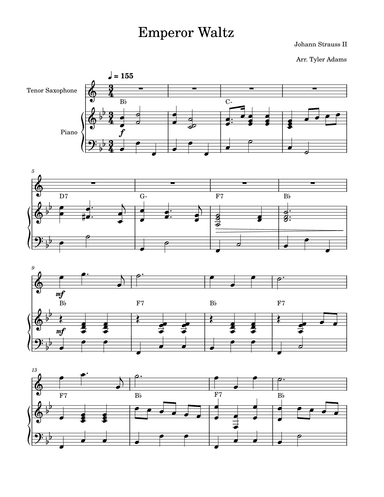 Emperor Waltz (Tenor Sax Solo and Piano) (arr. Tyler Adams)