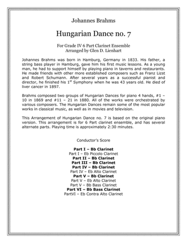 Hungarian Dance no. 7 (arr. Glen D. Lienhart)