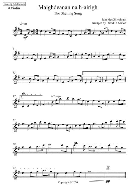 Maighdeanan na h-airigh (The Sheiling Song) (arr. David D. Mason)