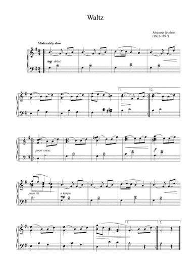 Brahms - Waltz in A-Flat Major, Op. 39 No. 15(Easy piano arrangement) (arr. MPS)