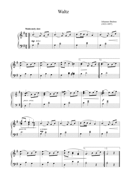 Brahms - Waltz in A-Flat Major, Op. 39 No. 15(Easy piano arrangement) (arr. MPS)