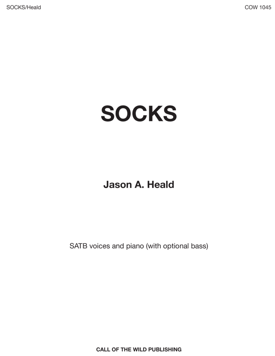 "Socks" for SATB voices and piano (with opt. bass)