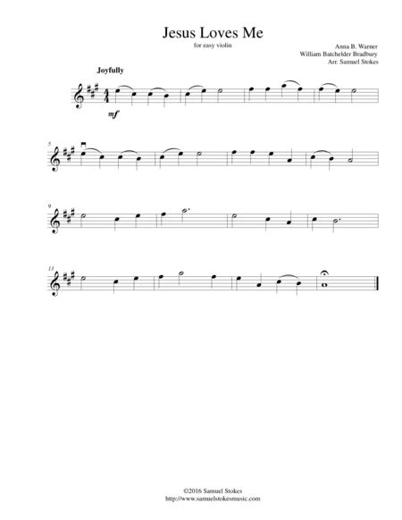 Jesus Loves Me - for easy violin (arr. Samuel Stokes)