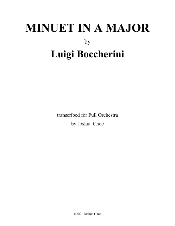 Minuet in A Major (arr. Joshua Choe)