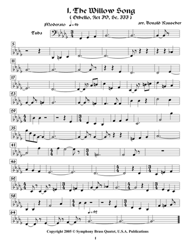 Shakespearean Music for Brass Quintet - 1. The Willow Song - Othello (Tuba) (arr. Donald Rauscher / Transcribed by R.R.Cardo)