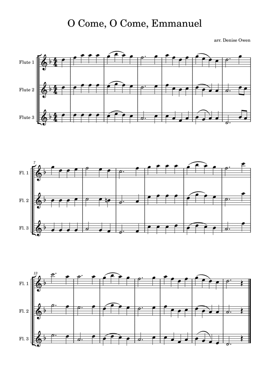 Three Christmas Carols for Three Flutes (arr. Denise M. Owen)