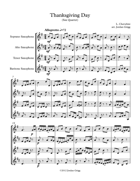 Thanksgiving Day (Sax Quartet) (arr. Jordan Grigg)