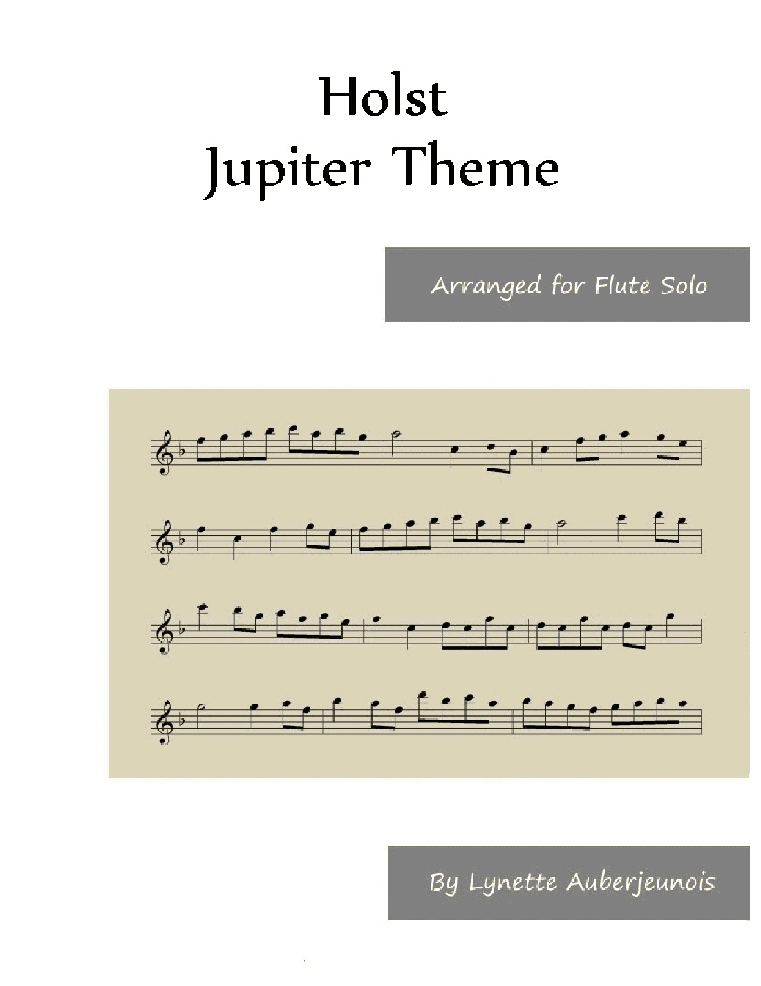 Jupiter Theme - Flute Solo (arr. Lynette Auberjeunois)