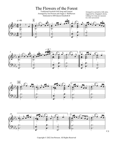 "The Flowers of the Forest" for Solo Piano (arr. Jon Persson)
