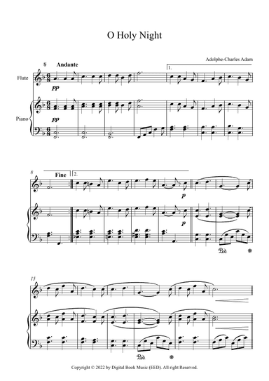 O Holy Night - Adolphe-Charles Adam (Flute + Piano) (arr. Digital Book Music)