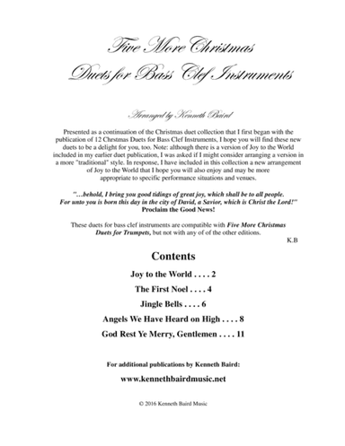 Five More Christmas Duets - Bass Clef (arr. Kenneth Baird)