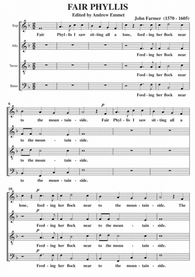 Fair Phyllis A Cappella SATB (arr. Edited by Andrew Emmet)