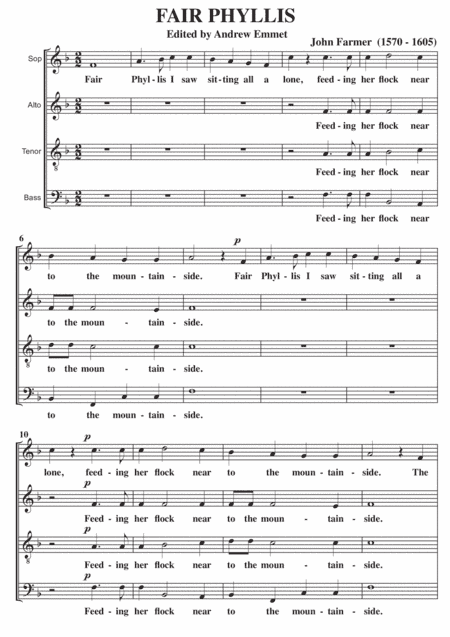 Fair Phyllis A Cappella SATB (arr. Edited by Andrew Emmet)