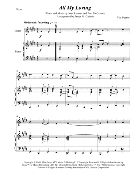 All My Loving (arr. James M. Guthrie, ASCAP)