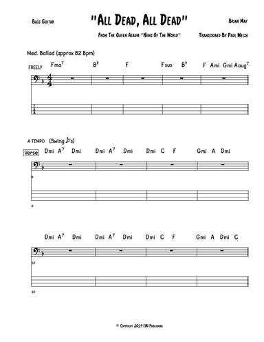 All Dead, All Dead (arr. P Welsh)