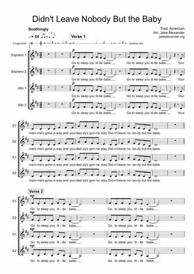 Didn't Leave Nobody but the Baby - SSAA a cappella (arr. Jake Alexander)