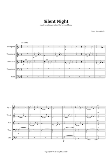 Silent Night by Franz Gruber for Brass Quintet (arr. Ander)