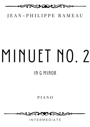 Rameau - Menuet No. 2 in G minor - Intermediate (arr. Piacere Music Sheets)