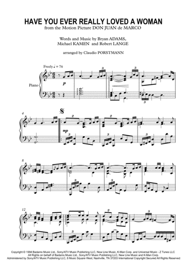 Have You Ever Really Loved A Woman? (arr. Claudio Porstmann)
