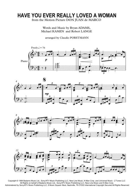 Have You Ever Really Loved A Woman? (arr. Claudio Porstmann)