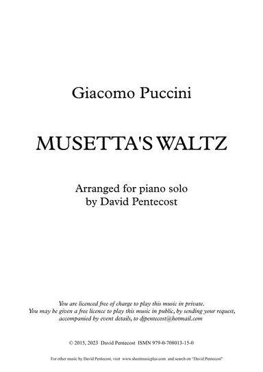 Musetta's Waltz (arr. Opus 15) (arr. David Pentecost)