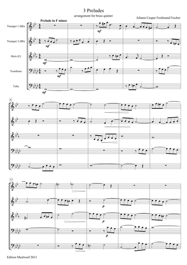 3 Preludes (J.C.F. Fischer) (arr. Edition Maulwurf)