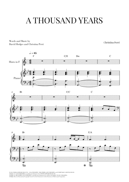 A Thousand Years (arr. Cadenza Editions)