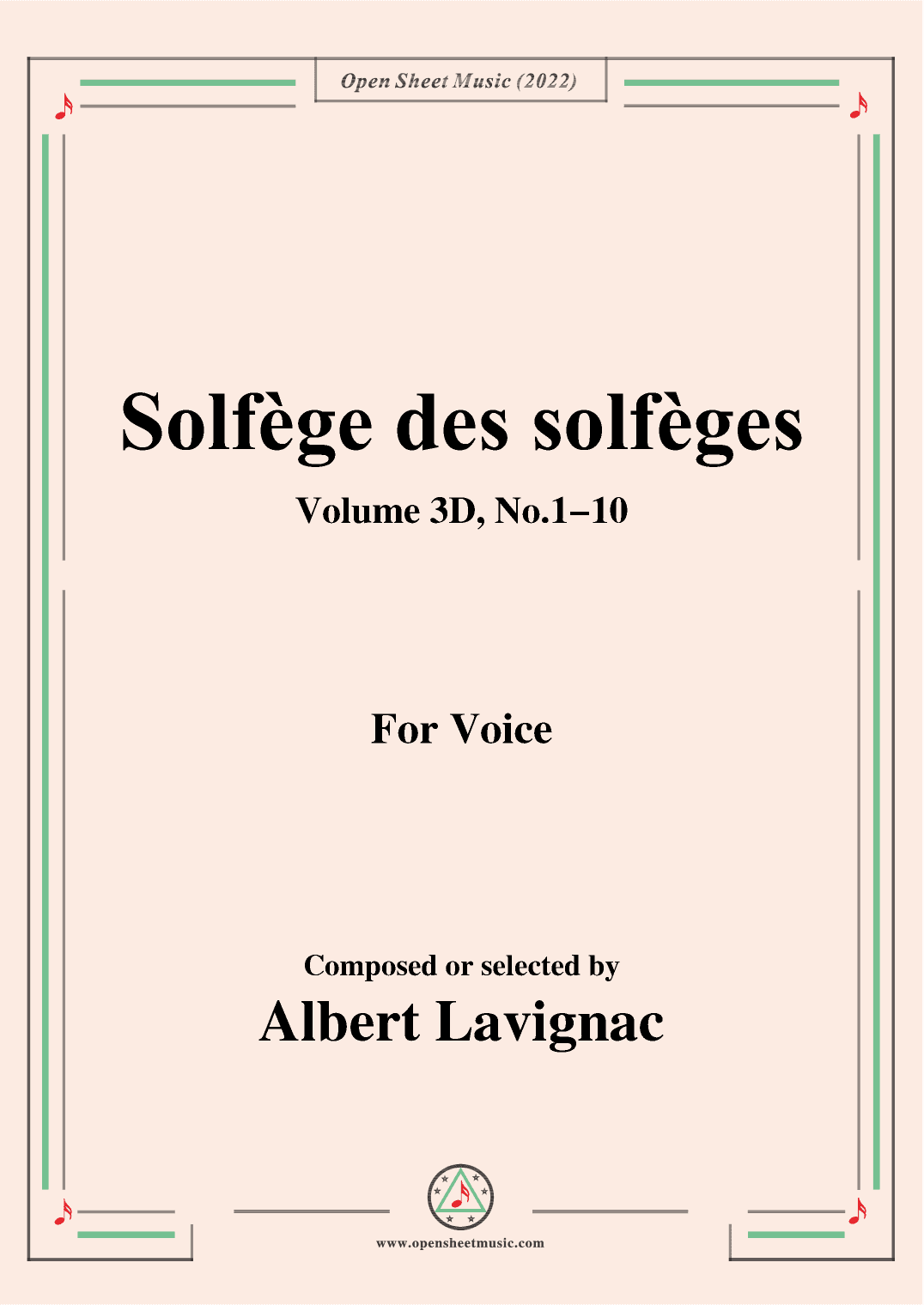 Lavignac-Solfege des solfeges,Volum 3D No.1-10,for Voice (arr. OSM Press)