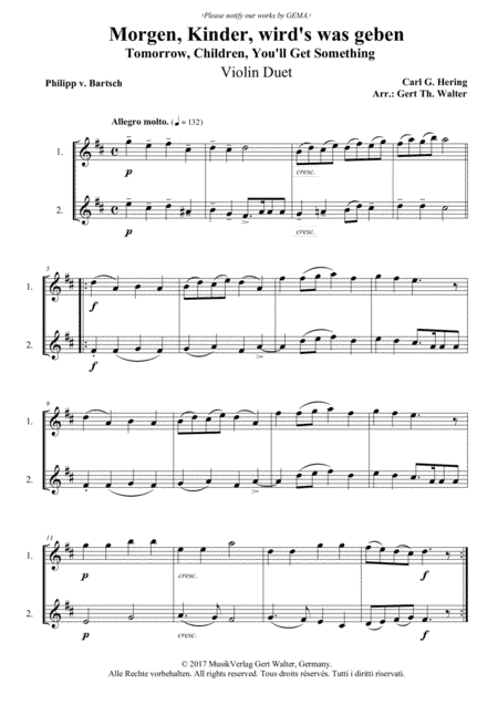 Tomorrow, Children, You'll Get Something (arr. Gert Th. Walter)