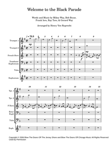 Welcome To The Black Parade (arr. Henry Von Ruprecht)