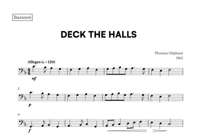 Deck the Halls (for Bassoon) (arr. Cadenza Editions)