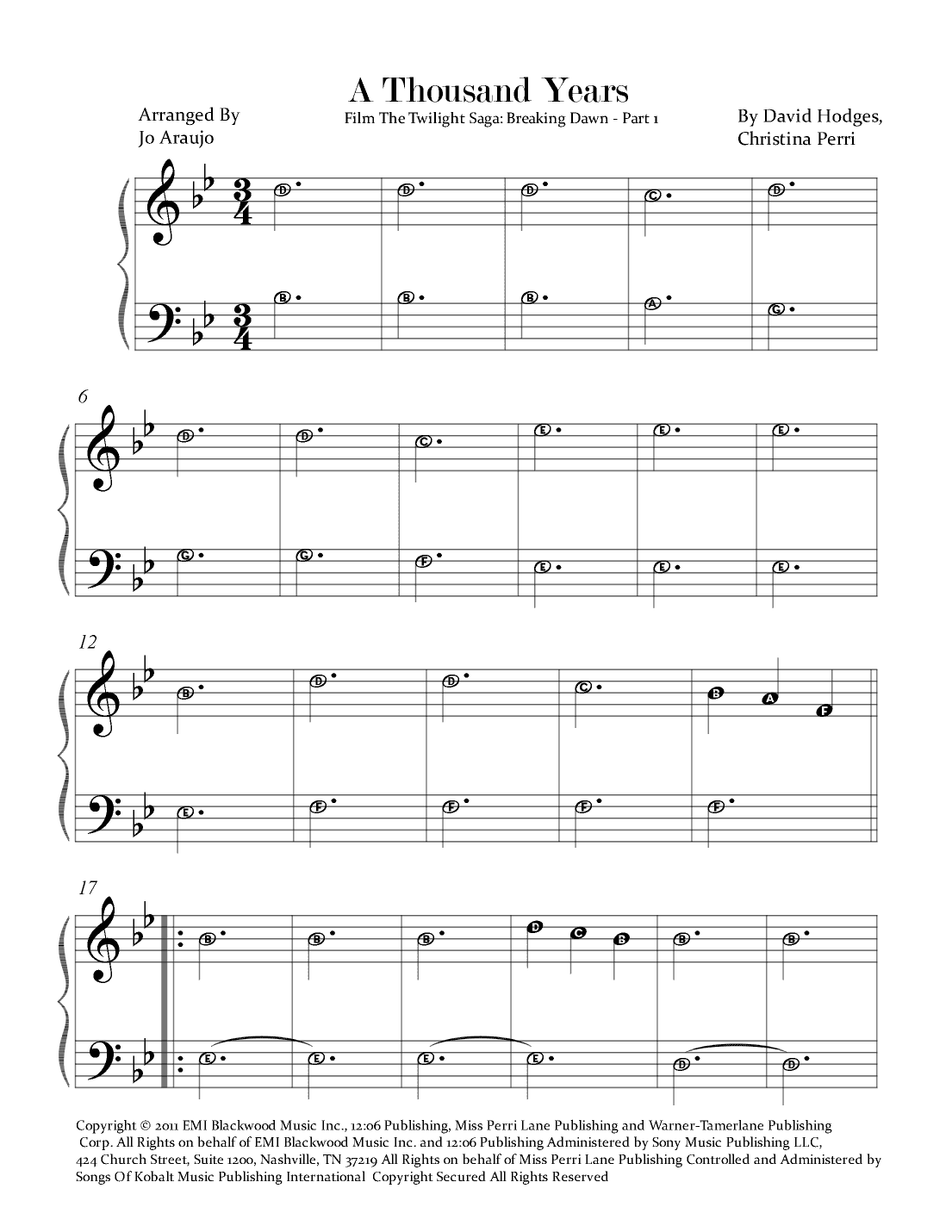 A Thousand Years (arr. Jo Araujo)