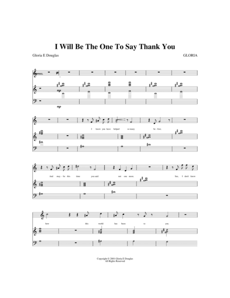 I Will Be The One To Say Thank You