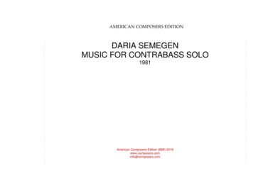 [Semegen] Music for Contrabass Solo