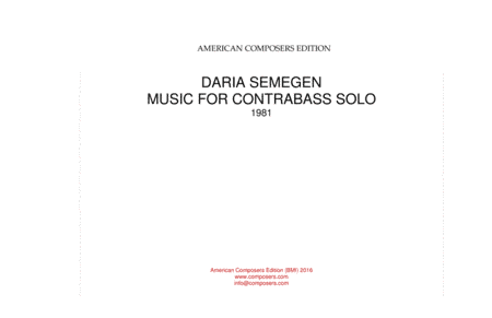 [Semegen] Music for Contrabass Solo