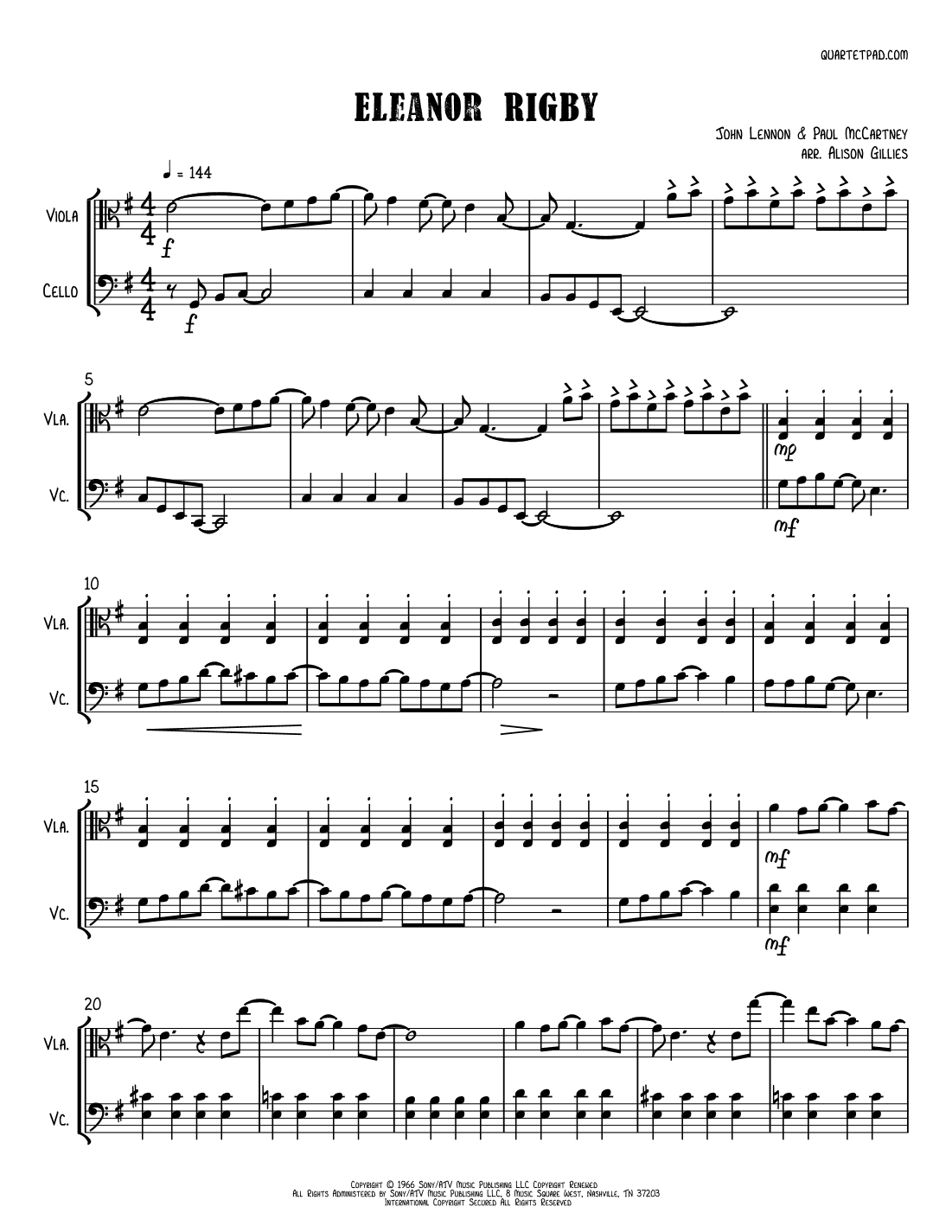 Eleanor Rigby (arr. Alison Gillies)