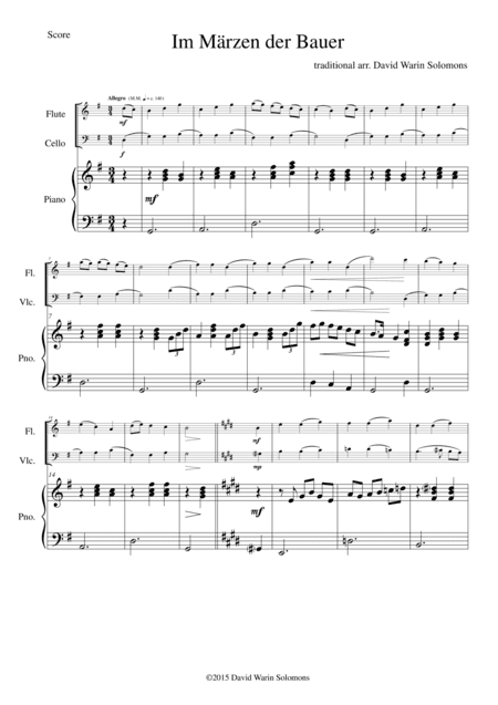 Im Märzen der Bauer (In springtime the farmer) for flute, cello and piano (arr. David Warin Solomons)